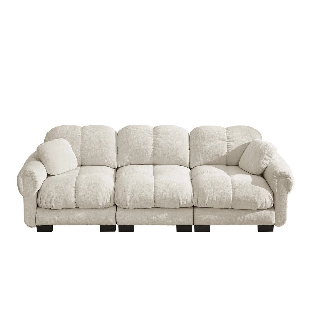 Divano 3 posti ¨C Minimal ¨C khaki chiaro, tessuto trapuntato, con cuscini