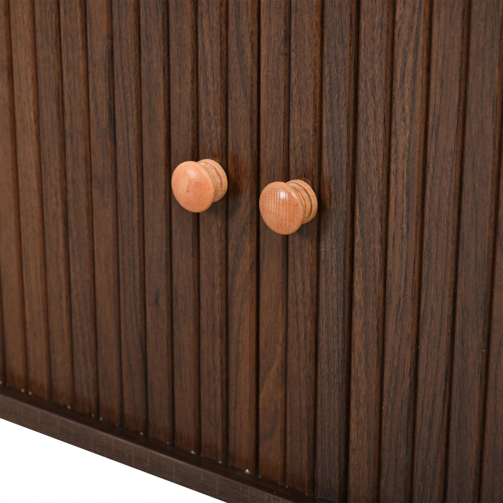 Mobile porta TV con 2 cassetti, 2 ante scorrevoli e 8 piedi, per soggiorno, in MDF, noce, 180 × 40 × 46,5 cm
