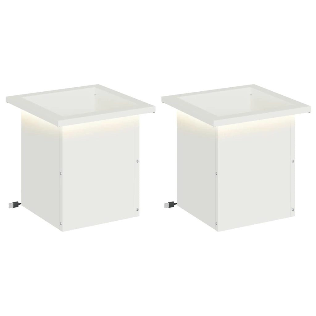 Fioriera da giardino con LED 2 pz Bianco 30 x 30 x 30 cm 8008059