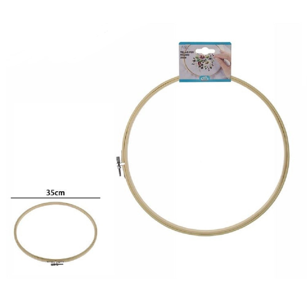 Trade Shop - Telaio Per Ricamo In Legno Tondo Con Fibbia Metallo Accessori Cucito 35cm 53552a -