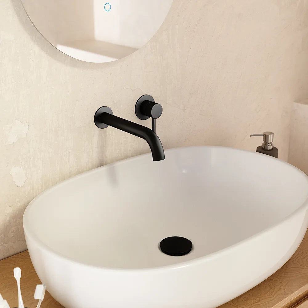 Coppia miscelatori lavabo ad incasso bidet senza scarico nero opaco | Bette