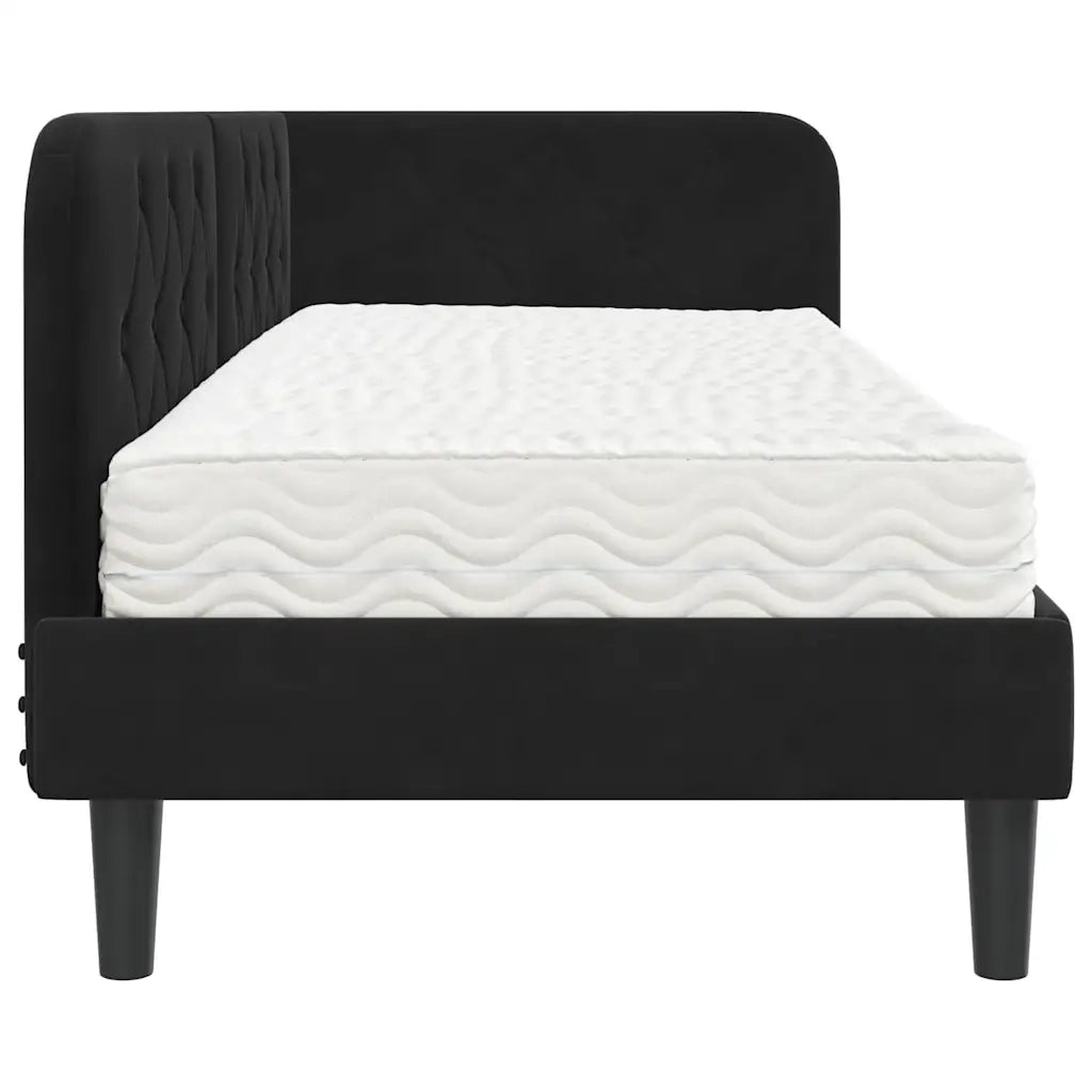 Cornice del letto ad angolo Nero 80 x 200 cm Velluto