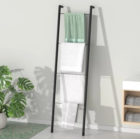 Scalino metallico a 4 livelli - scala a muro libera - appendiabiti per bagno - scala per accessori - 4 livelli - scala per asciugamani