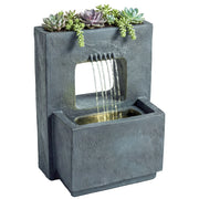 Fontana da giardino a 2 livelli con illuminazione LED e pompa ¨C Minimal ¨C 45x31.5x58.5 cm