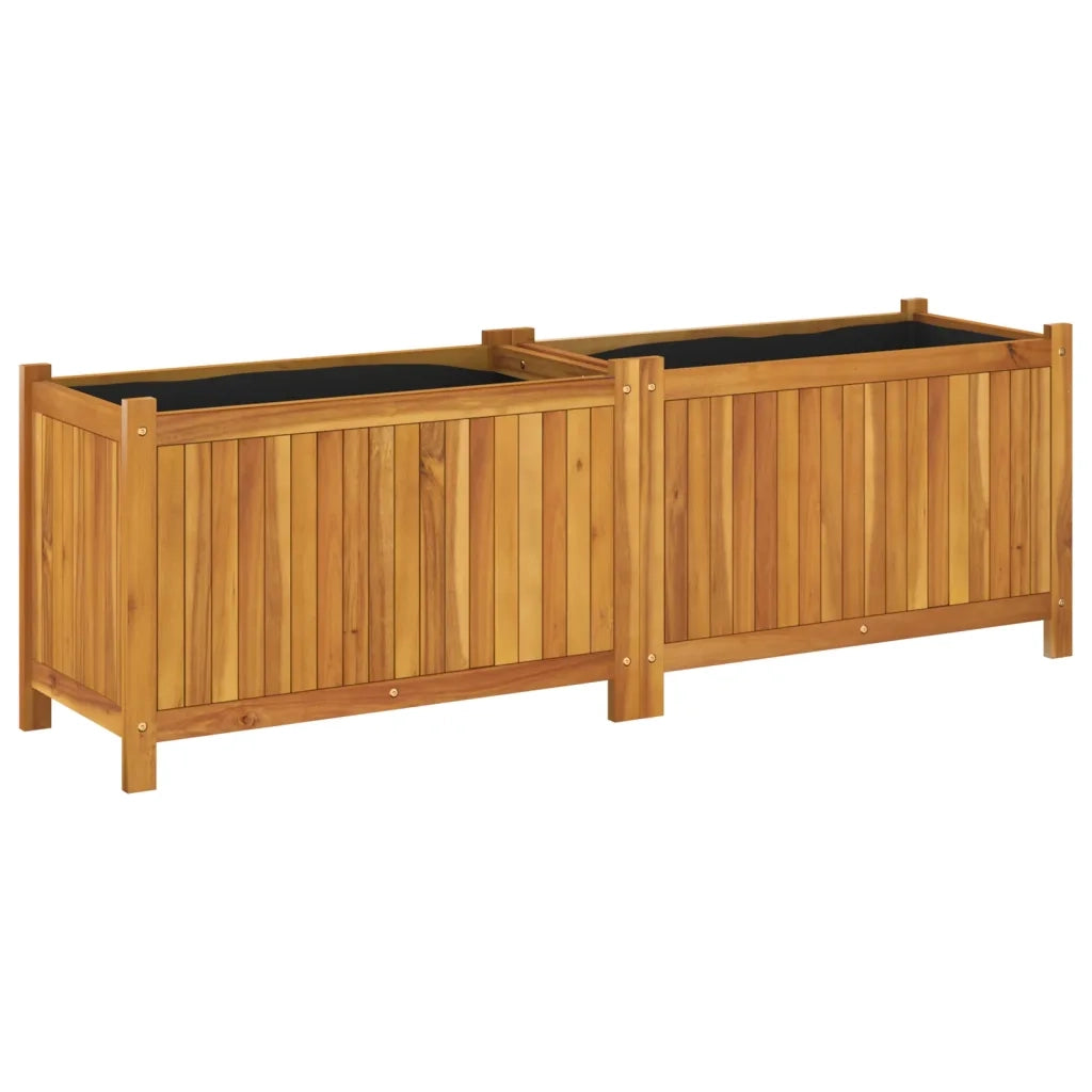 Fioriera | Cassetta per fiori | Vaso Giardino con Rivestimento 153x38,5x50 Massello Acacia