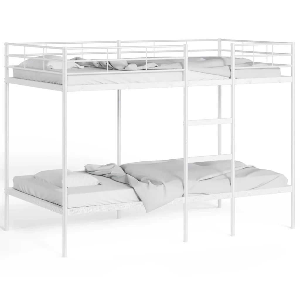 Letto a Castello senza Materasso Bianco 100x200 cm in Acciaio