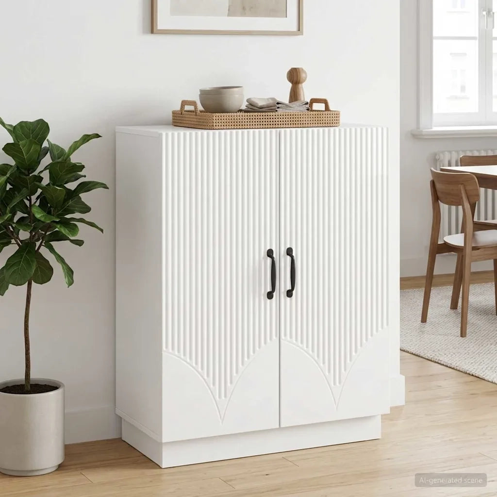 Credenza Bianco Lucido 66 x 34,5 x 87 cm Legno ingegnerizzato 895279