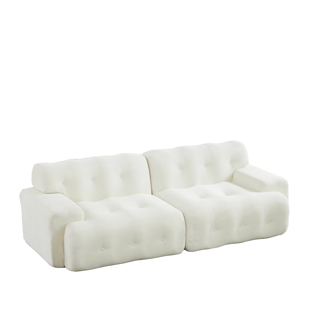 Divano 2 posti Cloud, design moderno con braccioli larghi e bottoni decorativi ¨C MINIMAL ¨C beige