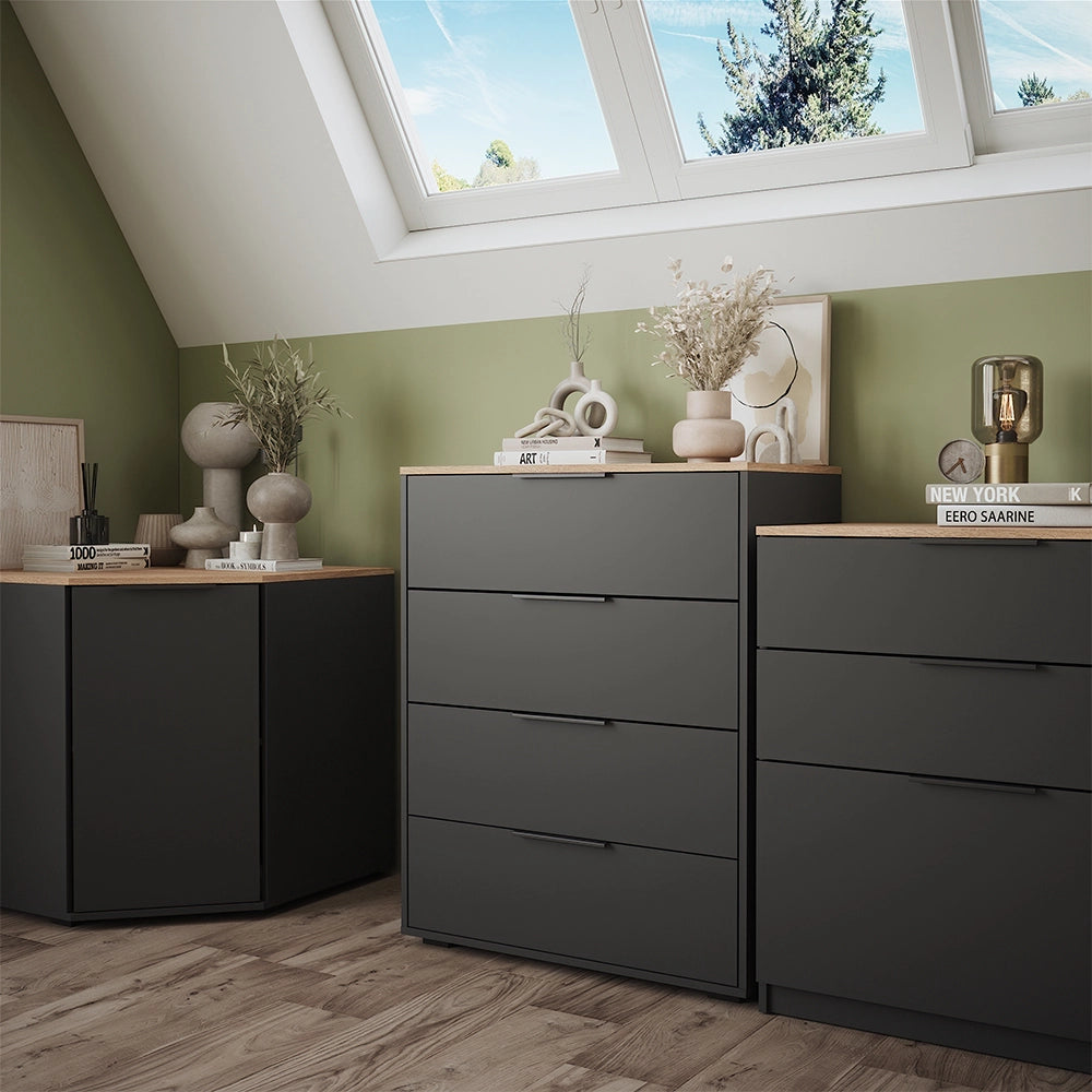 Vicco Credenza Antracite 30 x 83.6 cm con 4 cassetti