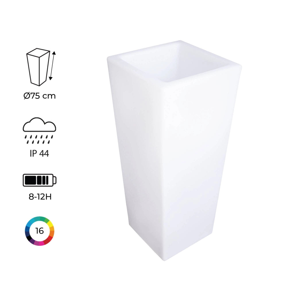 Vaso luminoso led colore bianco con batteria ricaricabile, multicolore