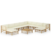 Set Divani da Giardino 11 pz con Cuscini Bianco Crema in BambÃ¹ cod mxl 39998