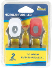 Coppia lampade LED rossa e bianca fissaggio elastico universale bici