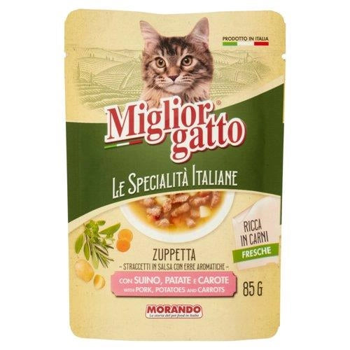 MIGLIOR GATTO ZUPPETTA DI STRACCETTI CON SUINO, PATATE E CAROTE 85GR