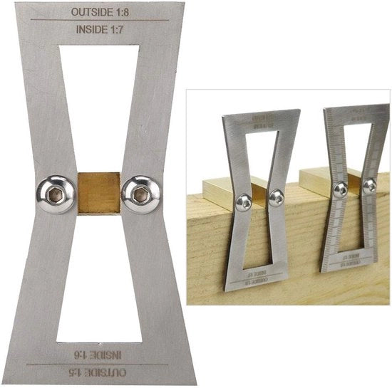 Misuratore di angolo - Strumento per la lavorazione del legno - Acciaio inossidabile/Lamiera di rame - Scala precisa - Progetto compattato - Duraturo e robusto - Righello