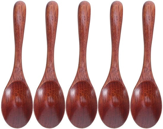 Set di cucchiai in legno per caffè e tè 5 pezzi - cucchiaio a manico lungo - manico ergonomico - leggero - stile autentico - per caffè/tè - cucchiai per tè