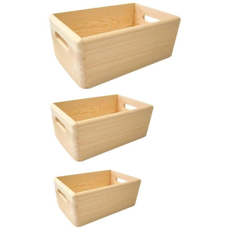 SET DI 3 CASSETTE PORTATUTTO ALBERIAMO IN LEGNO DI ABETE