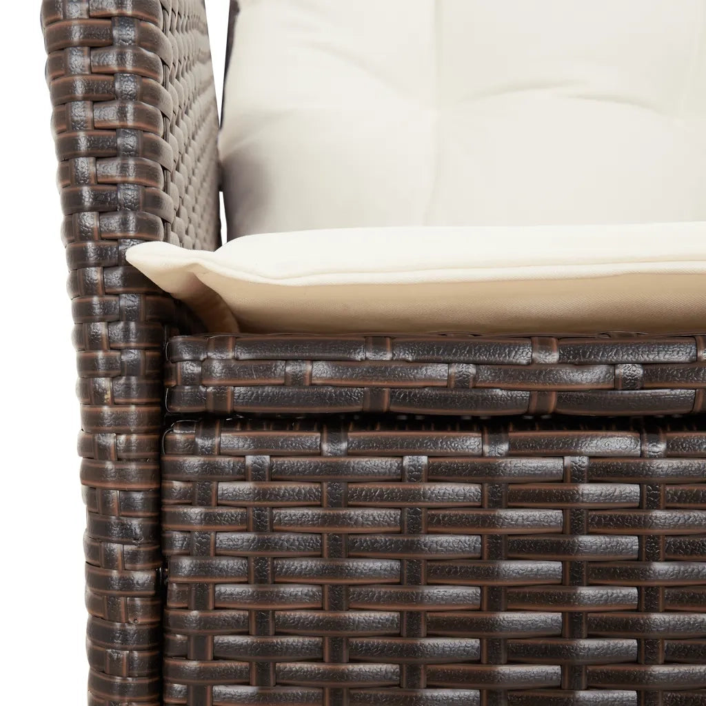 Set da Pranzo da Giardino 7pz con Cuscini in Polyrattan Marrone 3213118