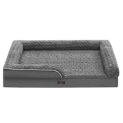 Cuccia per cani cuccia ortopedica per animali domestici schiuma a nido d'ape bordi imbottiti rialzati rivestimento in peluche sfoderabile con motivi rosa 71 x 58 x 16 cm grigio 12_0006818