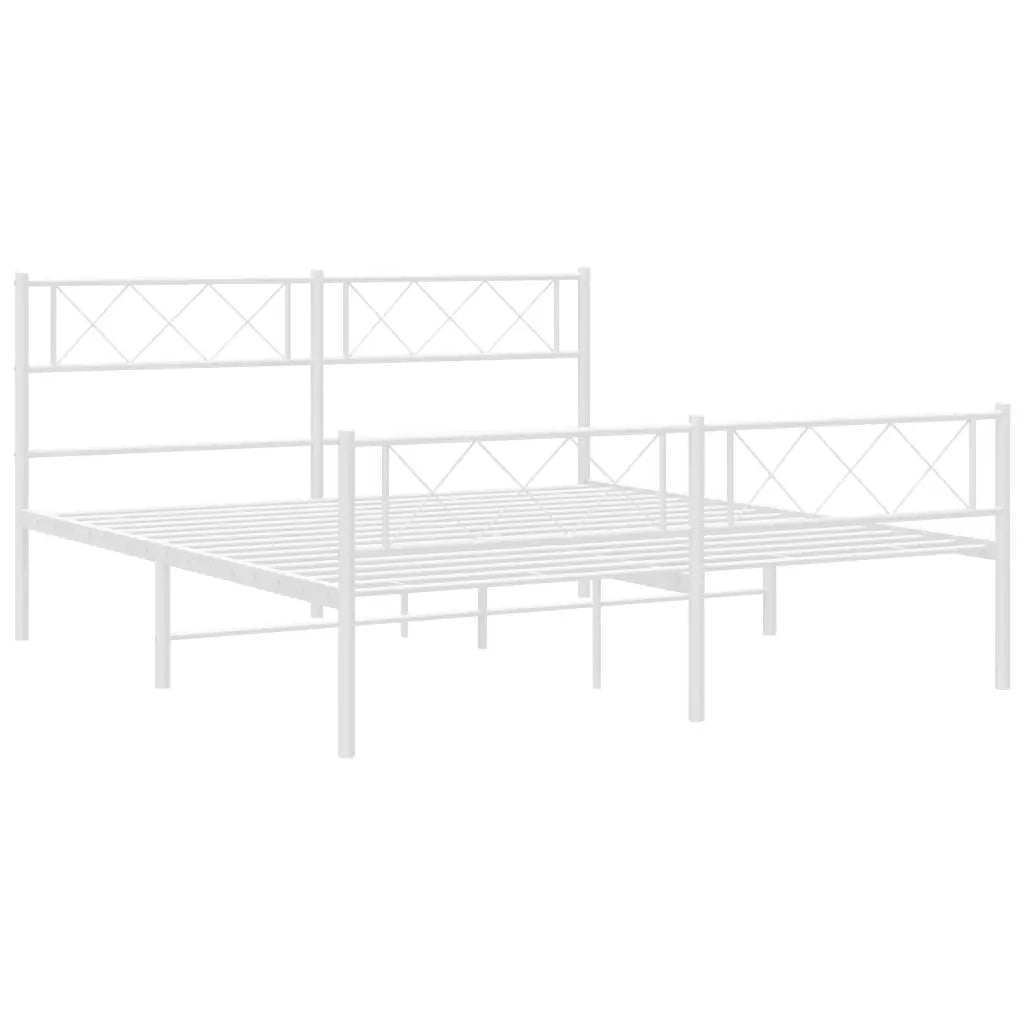 Giroletto con Testiera e Pediera-Struttura Letto Metallo Bianco 140x190 cm 810995