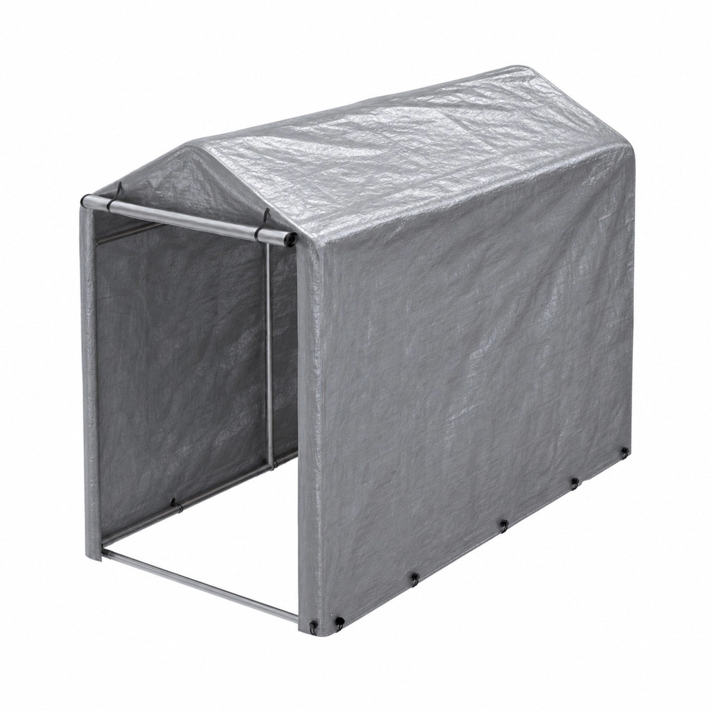 Garage Bici 100x187x160 cm Grigio con Telo PE 170 g/m² Impermeabile, Telaio Zincato e Doppia Cerniera