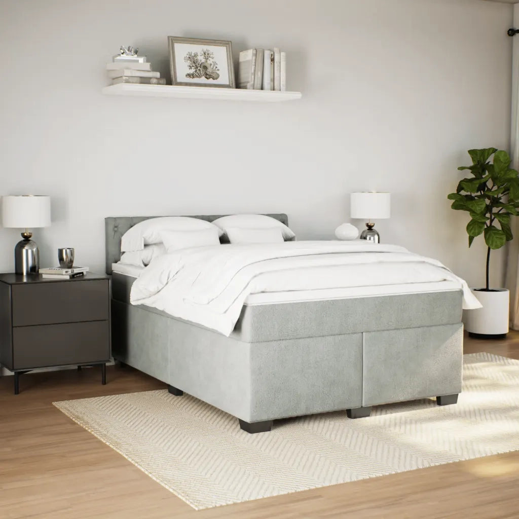 vidaXL Giroletto a Molle con Materasso Grigio Chiaro 140x200cm Velluto