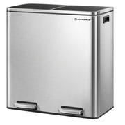 Pattumiera a 2 pedali con doppio scomparto 2 x 30 litri acciaio inox anti-impronta secchio interno in plastica con manico grigio 12_0007156