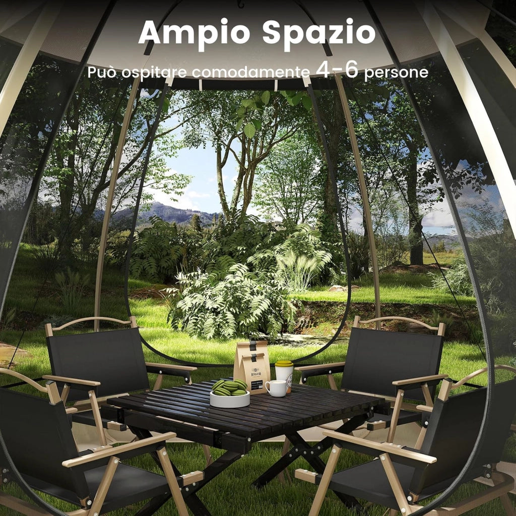 Tenda a Rete Pop Up per 4-6 Persone, 310 x 270 CM, Tenda da Campeggio Pieghevole con Zanzariera, Borsa Portatile, per Famiglie, Campeggio e Giardino