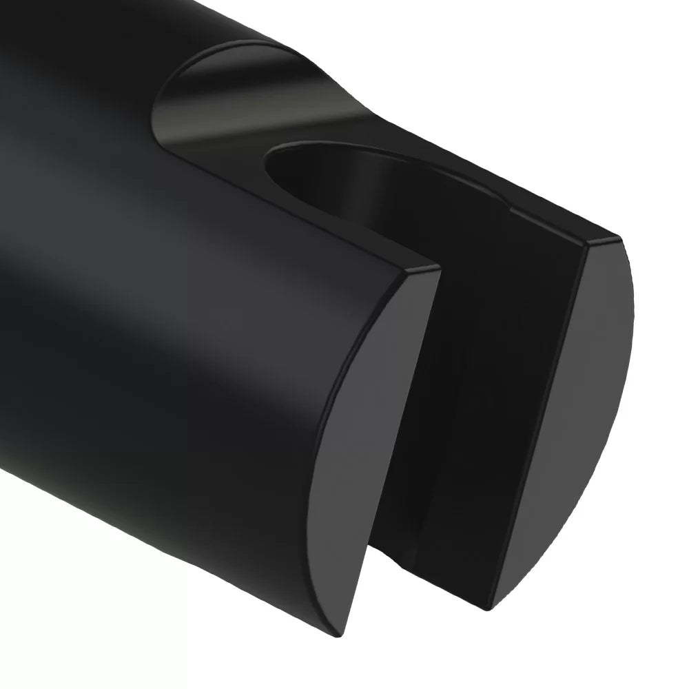 Supporto doccia tondo in ottone nero opaco con attacco conico per flessibile