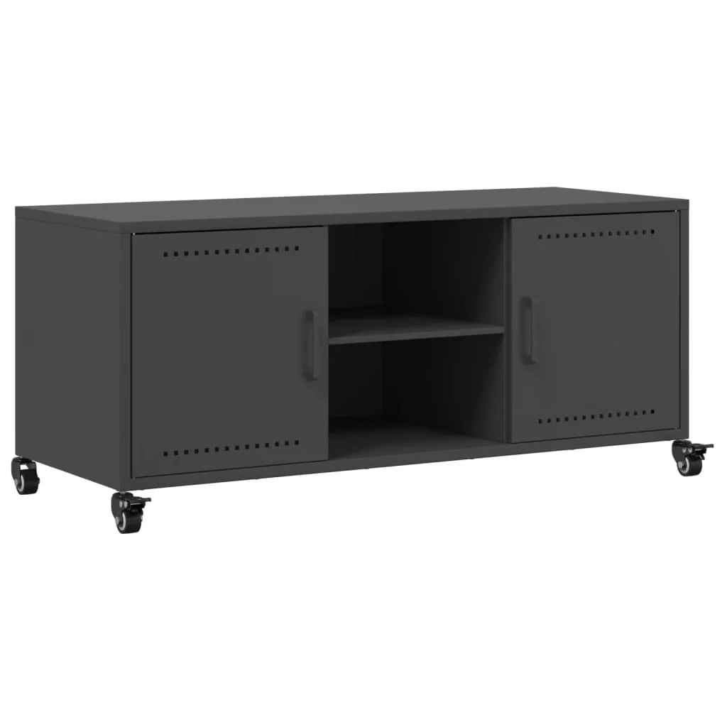 Mobile TV multimediale mensola TV credenza mobile TV sala da pranzo soggiorno camera da letto 100,5 x 39 x 43,5 cm acciaio nero 02_0025538