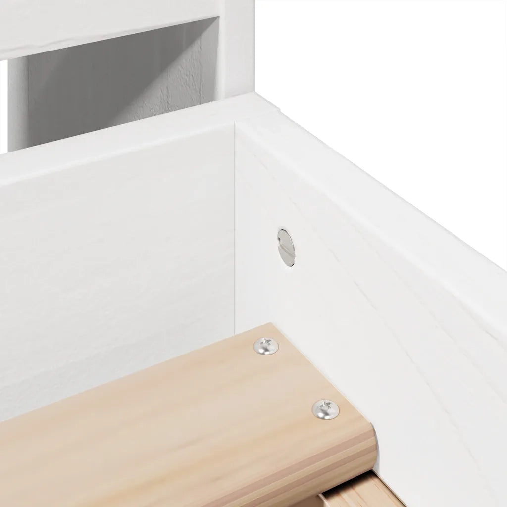 Letto senza Materasso-Struttura Letto Bianco 90x190 cm in Legno Massello Pino 463287