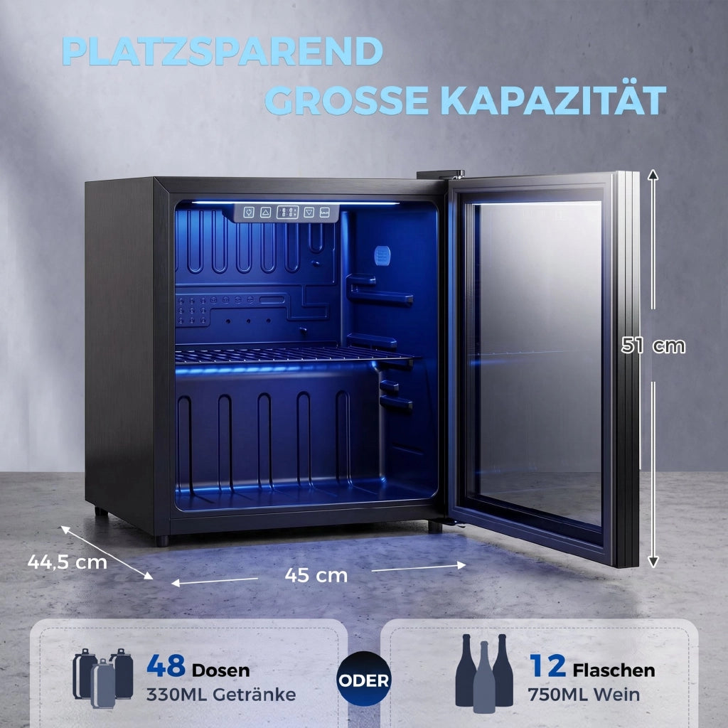 Frigorifero per bevande 50L ¨C Xylo ¨C porta doppio vetro, LED, nero
