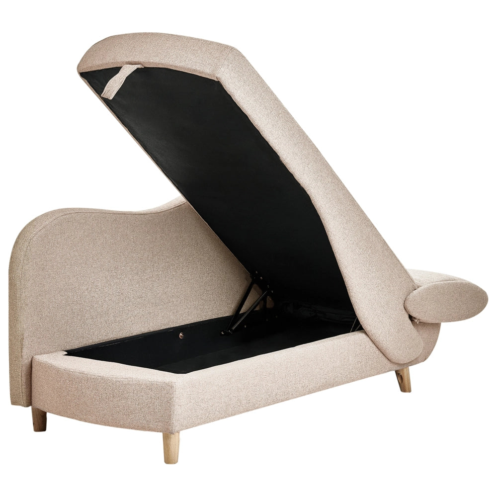 Chaise longue a destra in tessuto marrone chiaro con contenitore per il soggiorno moderno