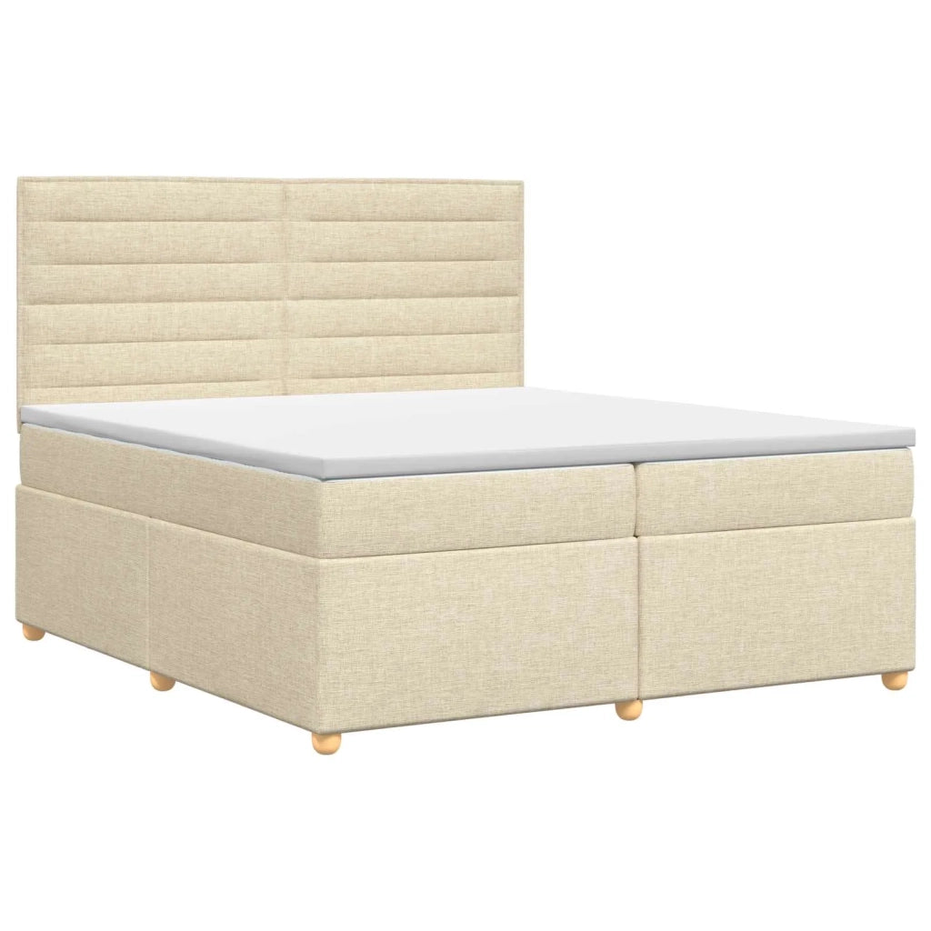 Letto box spring con materasso Crema 200 x 200 cm Tessuto 3453961