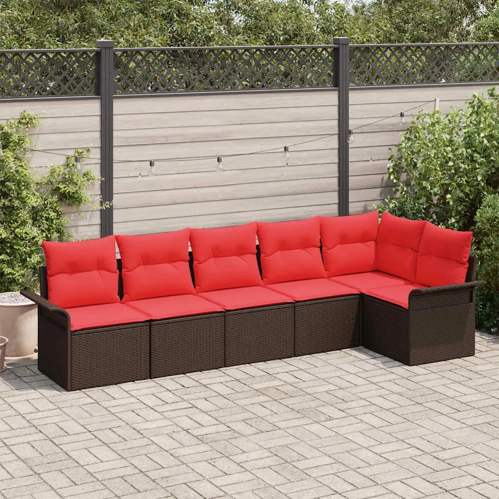 Set Divano da Giardino 6 pcs Marrone polyrattan