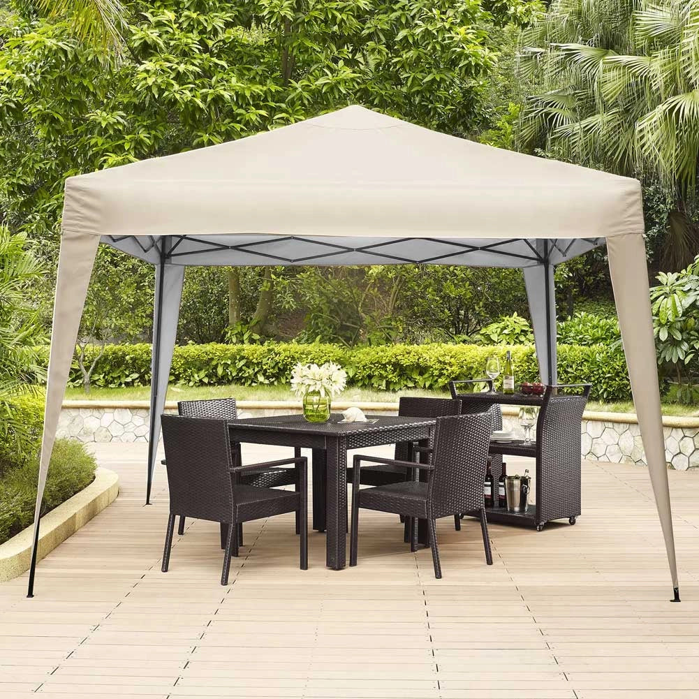 Gazebo 3x3 Pieghevole Beige Impermeabile Pieghevole Tendone Giardino Con Sacca