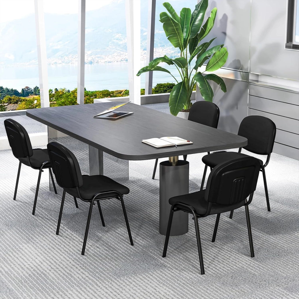 Set di 5 Sedie Impilabili da Ufficio, Ergonomiche con Seduta e Schienale Imbottiti, Telaio in Metallo, Carico 150 kg, per Sala d'Attesa e Ufficio