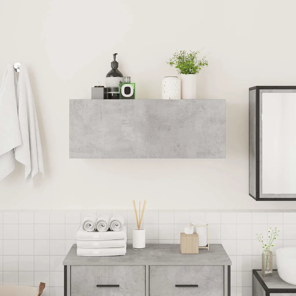 Armadietto da Bagno | Armadio da bagno Grigio Cemento 80x25x30 cm in Truciolato