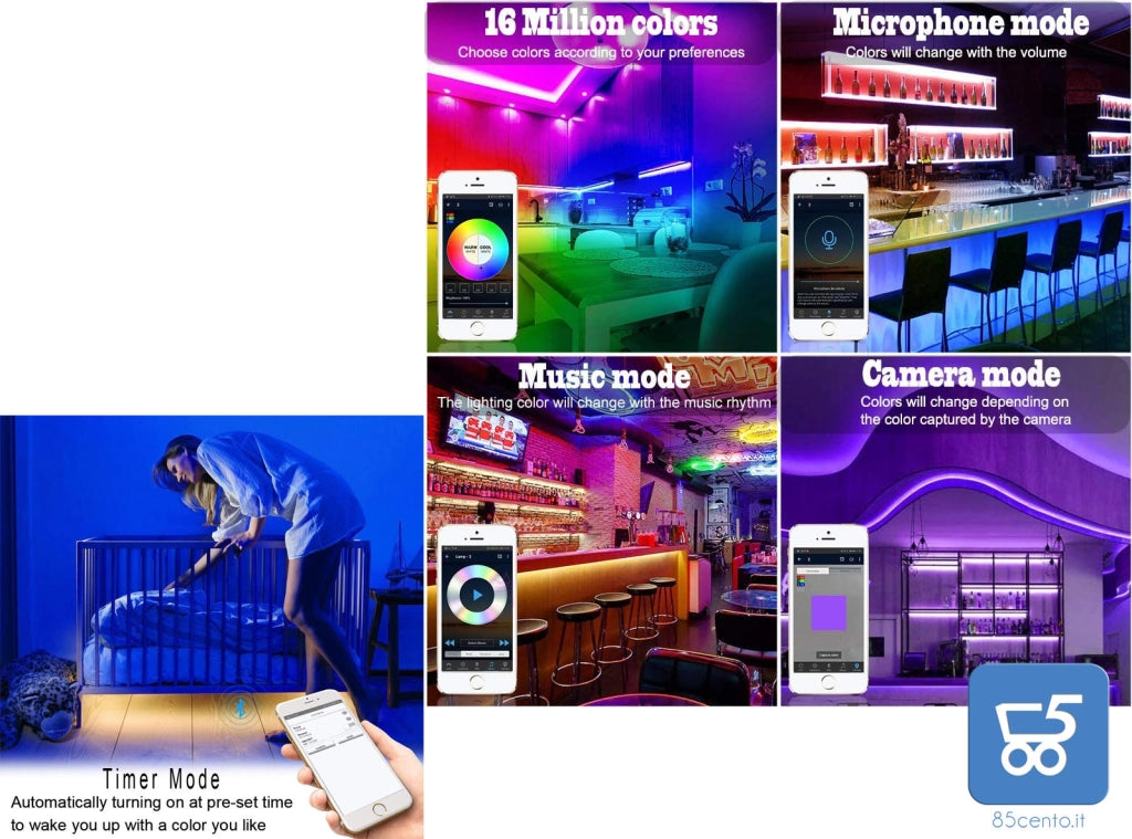 Striscia LED RGB 2x5M Strisce con Controlled Light Striping 5050 Light Tubing LED 12V per la decorazione domestica