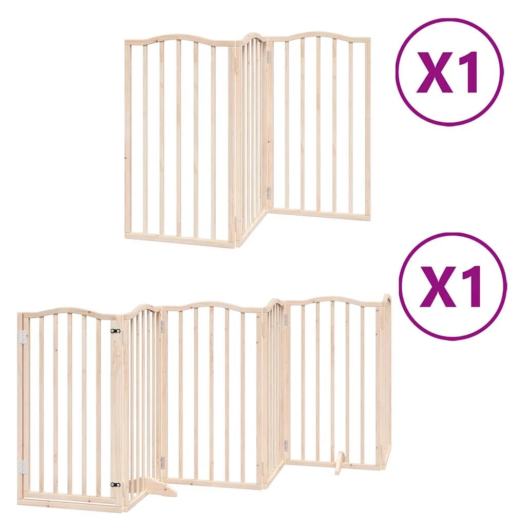Cancelletto di sicurezza per cani con porta pieghevole 9 pannelli legno di pioppo marrone 02_0023340
