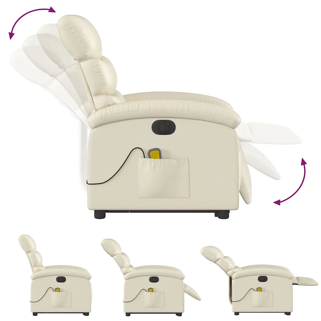 Poltrona Alzapersona Elettrica Reclinabile Crema in Similpelle 3204062