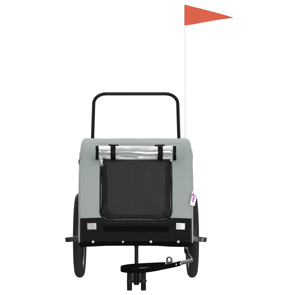Rimorchio da Bici per Animali Grigio e Nero Oxford e Ferro CFW9100862