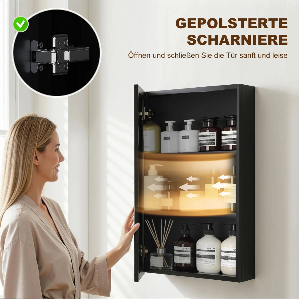 Armadietto Specchio Mobile Bagno Sottolavabo ¨C Zephmum ¨C Nero 40x12x60cm