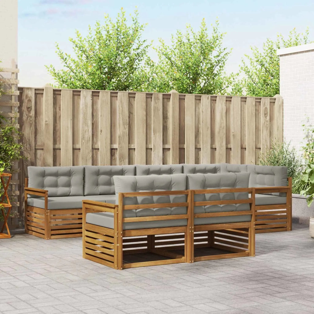 Set di divani da esterno 7 pcs Grigio Naturale e Chiaro