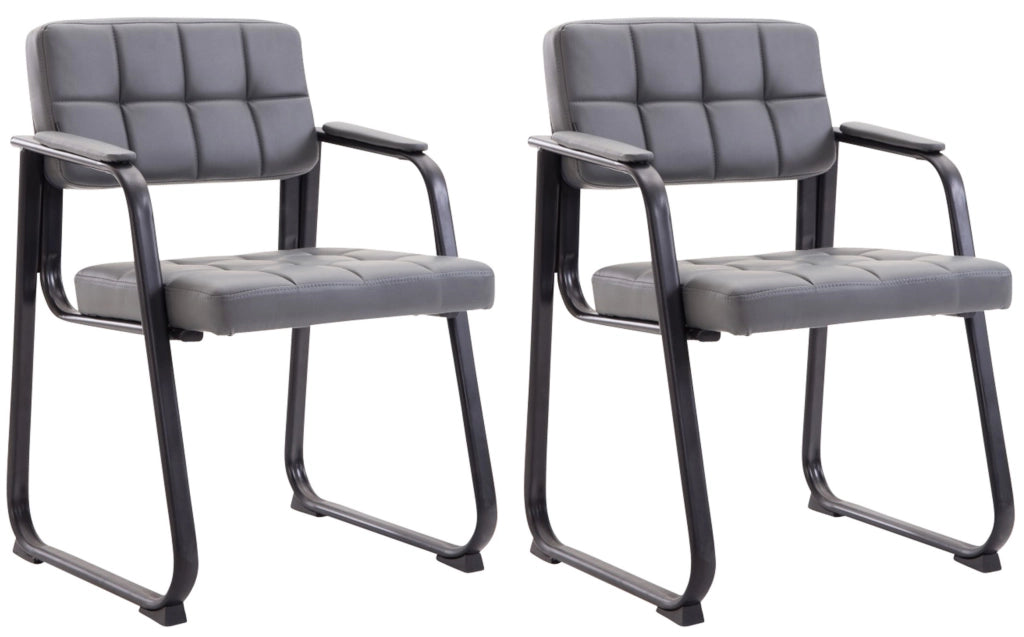 Set di 2 sedie per visitatori Canada B in finta pelle grigio