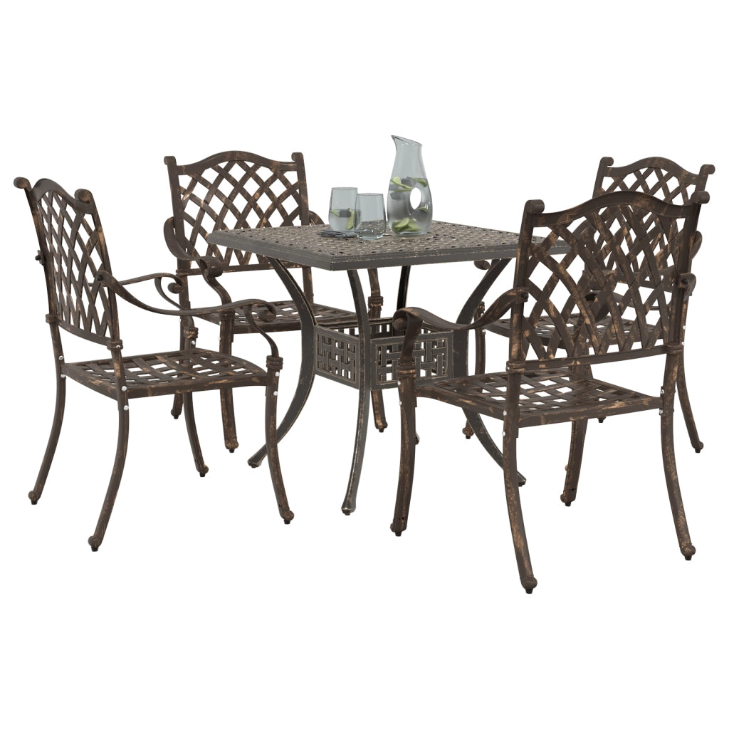 Set da pranzo da giardino 5 pezzi in alluminio fuso bronzo