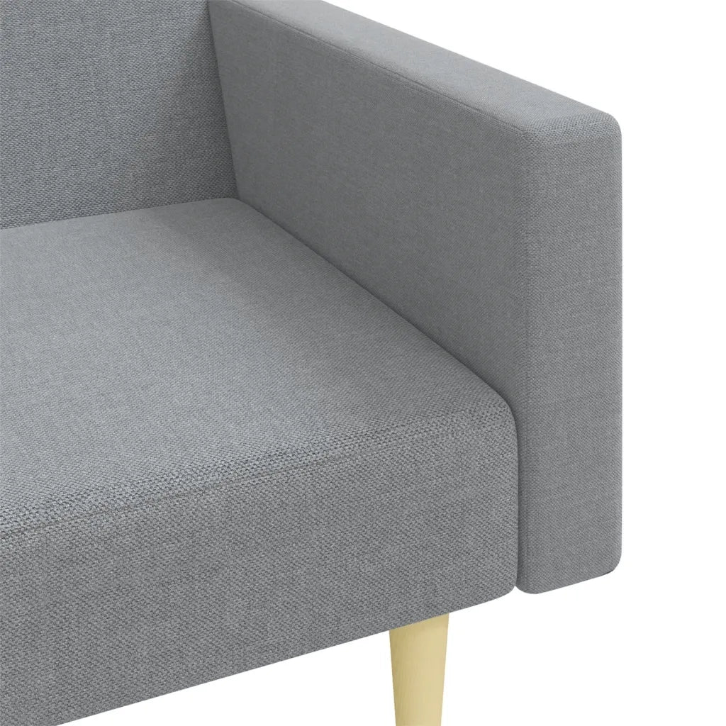 Divano Letto a 2 Posti con Poggiapiedi-Sofa Letto 2 Posti-Daybed Grigio Chiaro in Tessuto 803763