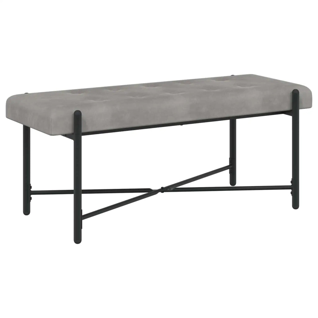 Panchina con bottoni e cuscini Grigio Chiaro 110 x 40 x 46 cm 42038385