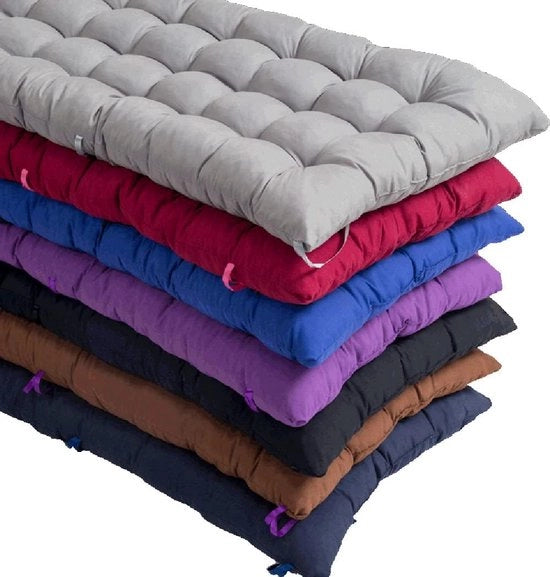 Cuscino per Bancopiazza in Pelle di Cotone, per 2 o 3 Posti, per Bancopiazza e Patio (Azzurro Marino, 110 x 40 cm)