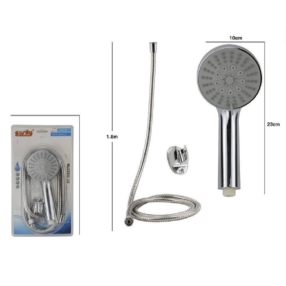Trade Shop - Kit Doccetta Bagno Doccino Tondo Soffione Doccia Con Laccio 1,8mt Staffa 69043 -
