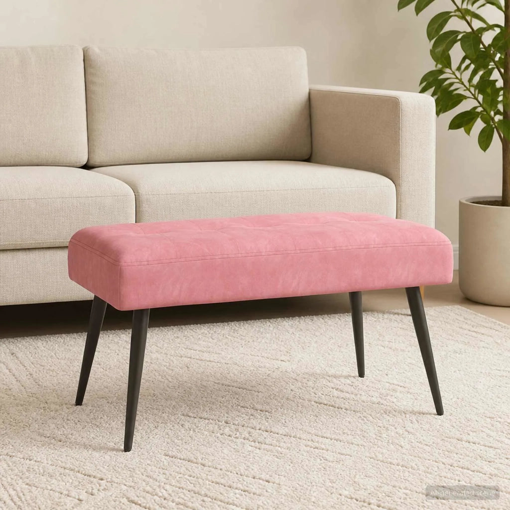 Panchina con bottoni imbottiti Rosa 80 x 40 x 46 cm Velluto 42038519